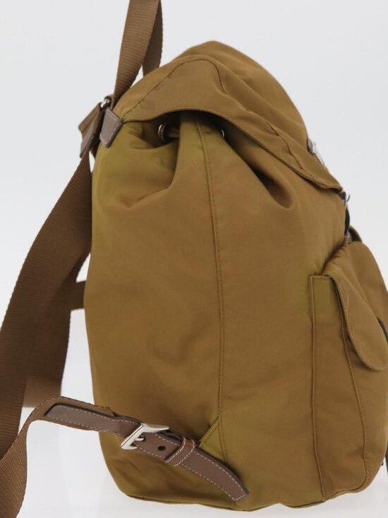PRADA Backpack Nylon Beige Silver Auth 162129 main image 6